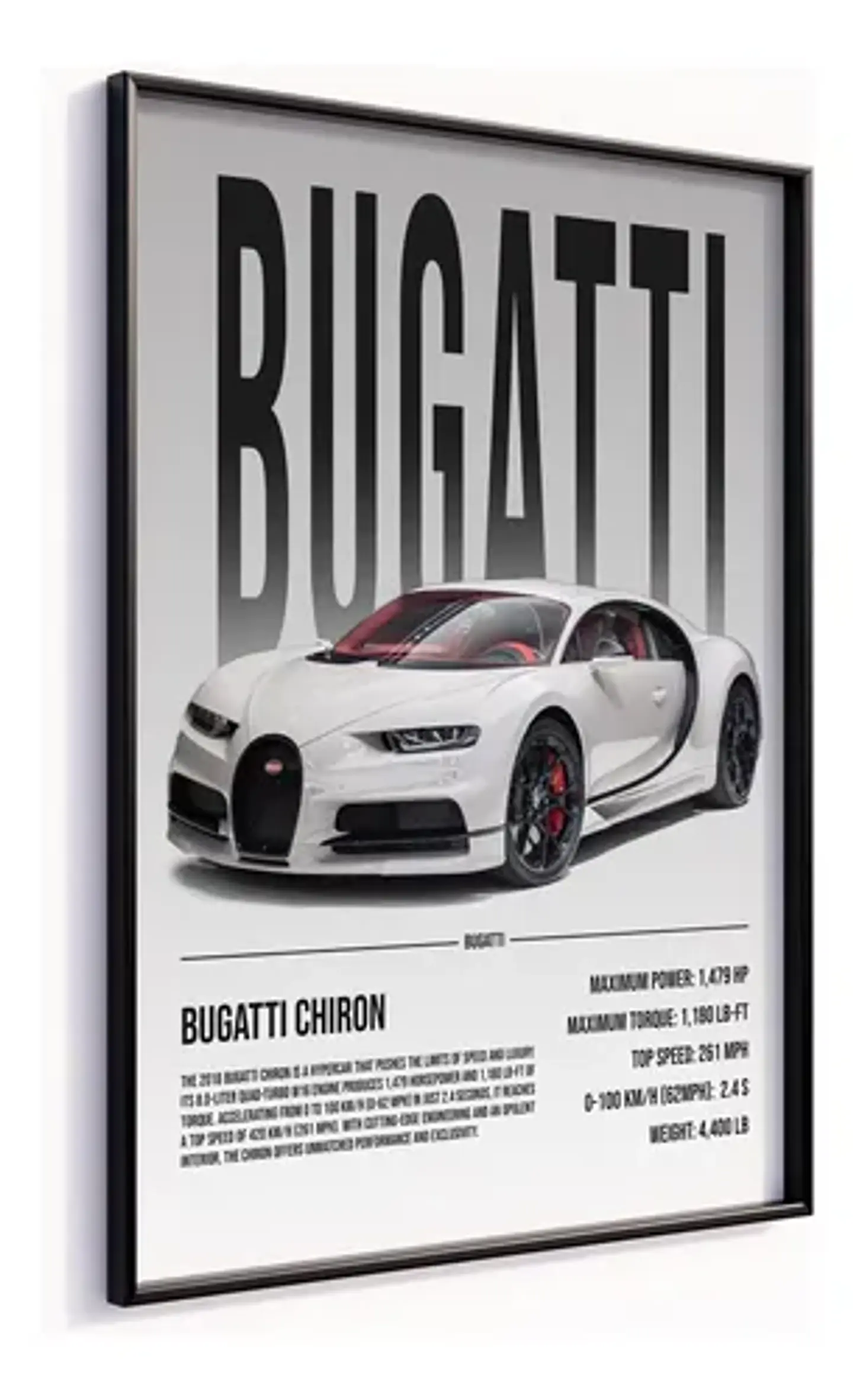 Cuadro Auto Bugatti Chiron Especial Deportivo + Marco 1