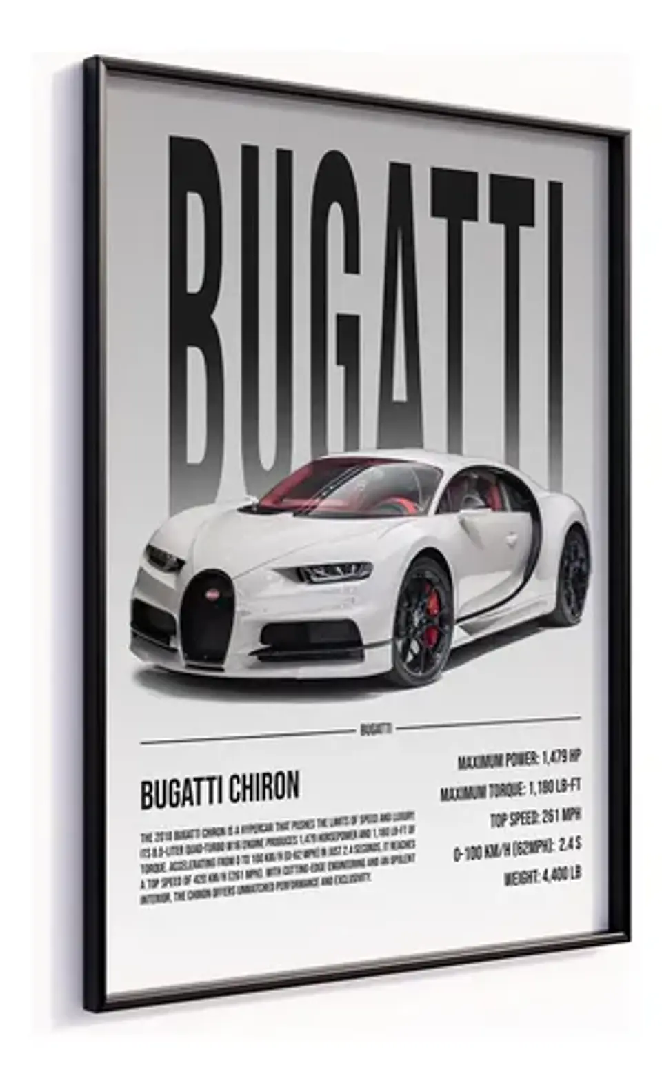 Cuadro Auto Bugatti Chiron Especial Deportivo + Marco 1