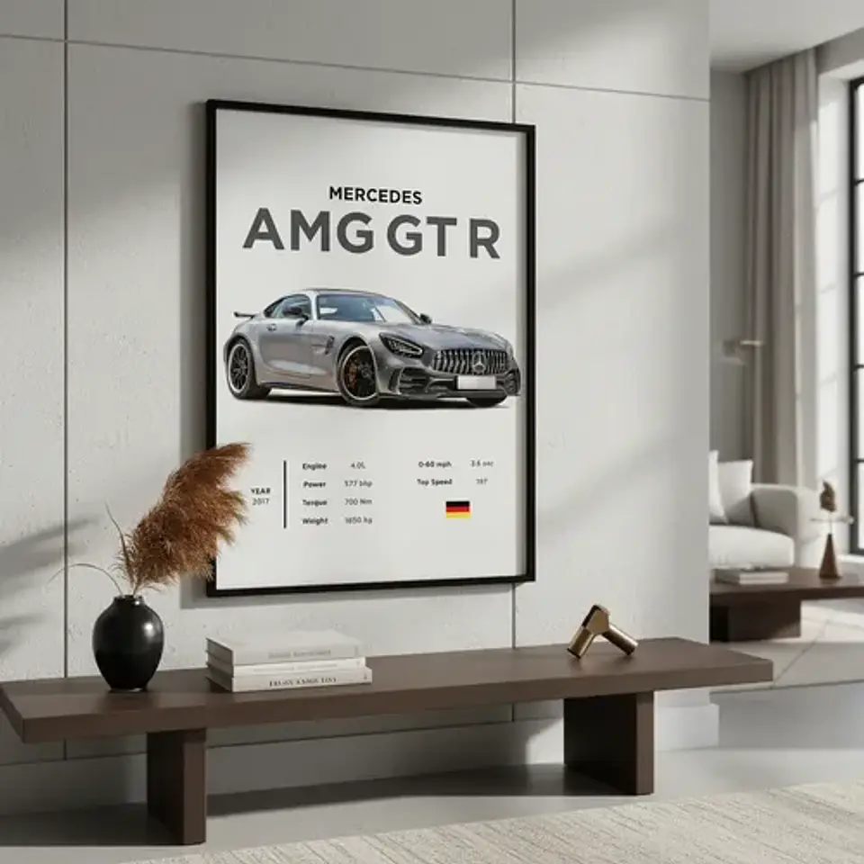 Cuadro  Mercedes Amg Gt R Deportivo + Marco 1