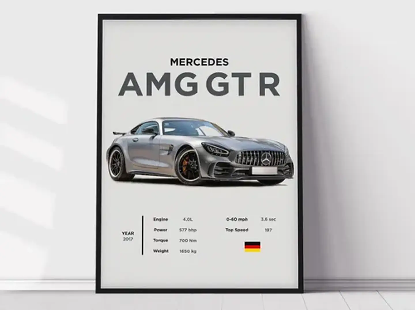 Cuadro  Mercedes Amg Gt R Deportivo + Marco 3