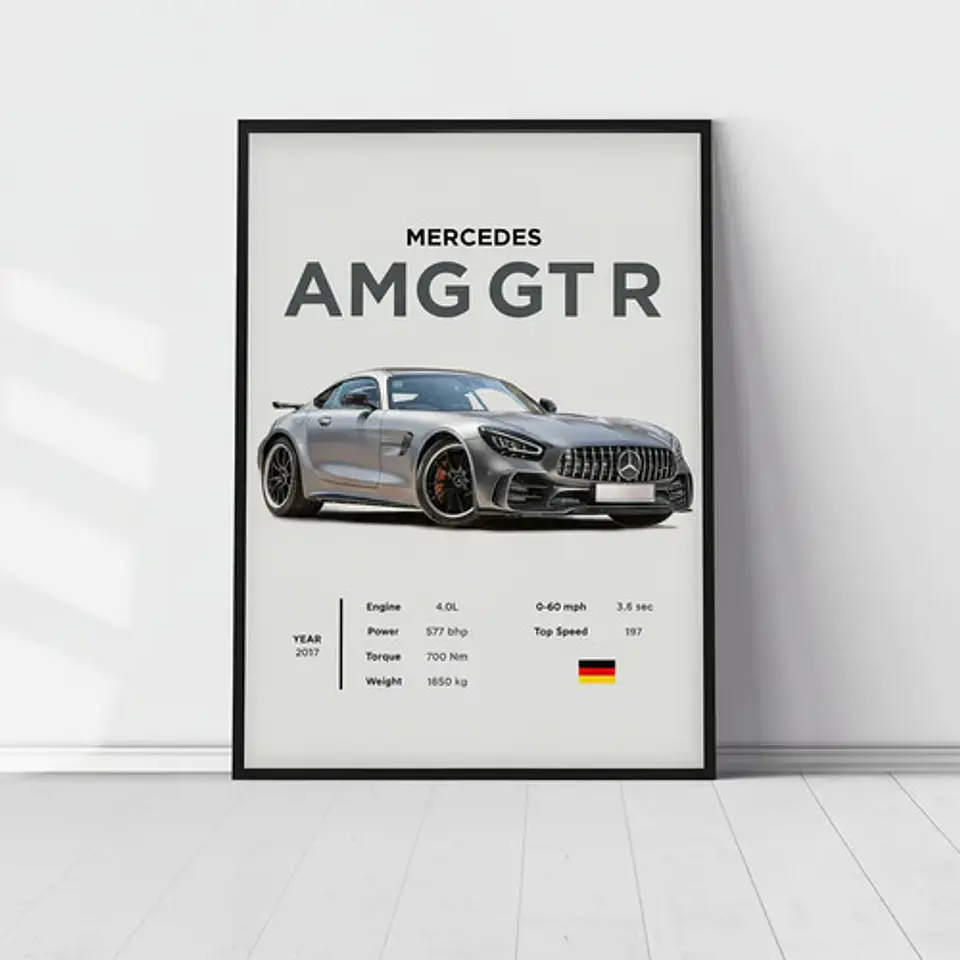 Cuadro  Mercedes Amg Gt R Deportivo + Marco 4