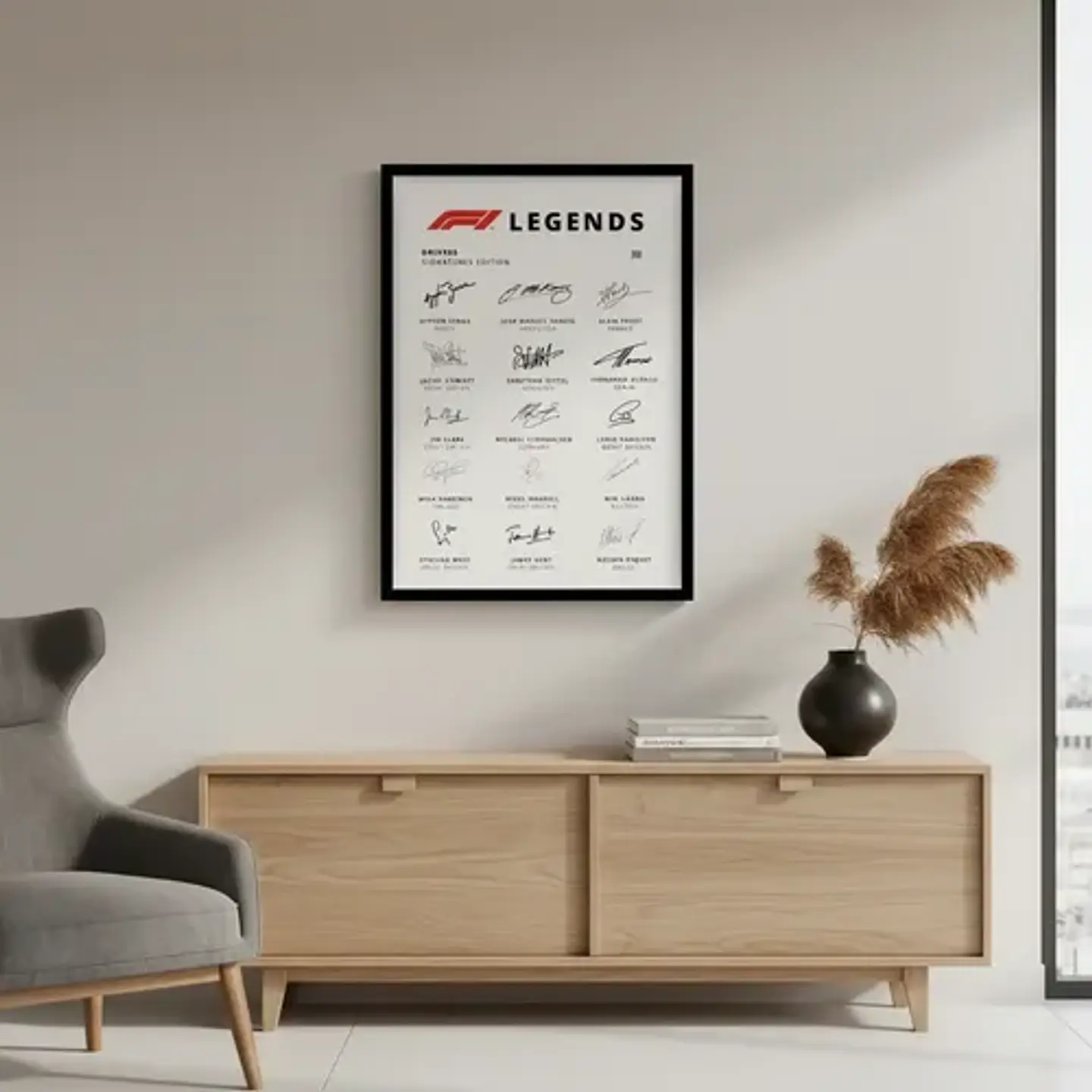 Cuadro De F1 Pilotos Leyendas Autógrafo Formula 1 + Marco 3