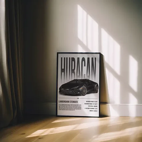 Cuadro Lamborghini Huracán Sterrato Deportivo Negro + Marco