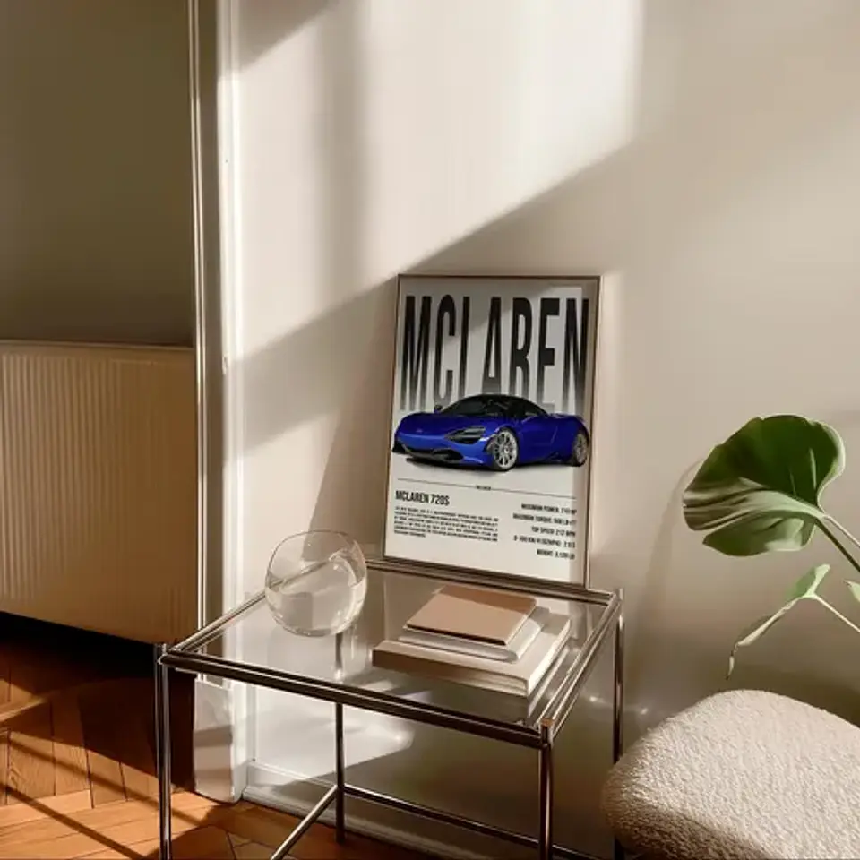 Cuadro Auto Mclaren 720s Azul Deportivo + Marco 4
