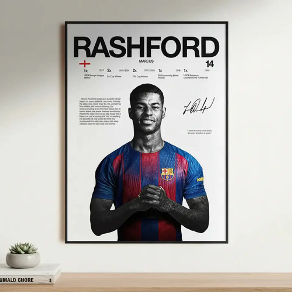 Cuadro Marcus Rashford Futbol + Marco 1