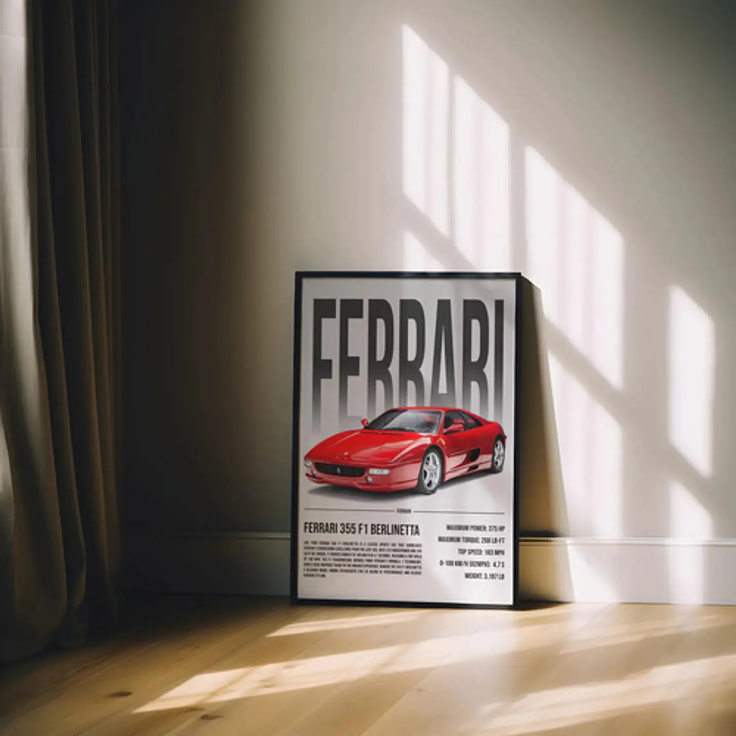 Cuadro Auto Ferrari 355 F1 Berlinetta Deportivo + Marco 1
