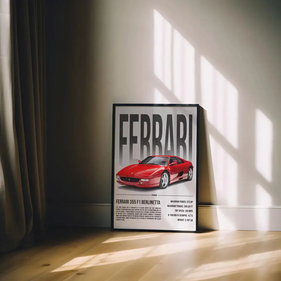 Cuadro Auto Ferrari 355 F1 Berlinetta Deportivo + Marco 1