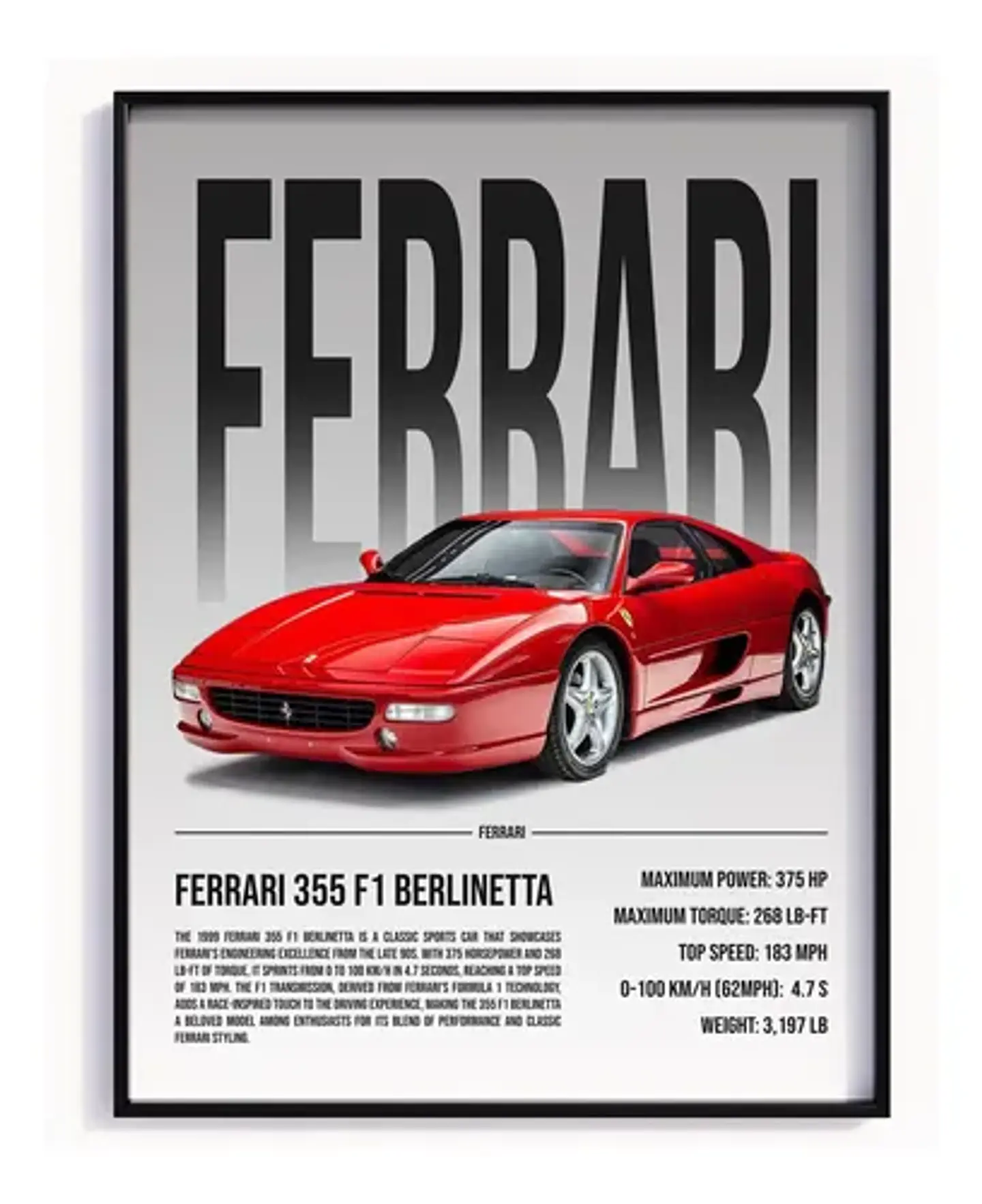 Cuadro Auto Ferrari 355 F1 Berlinetta Deportivo + Marco 2