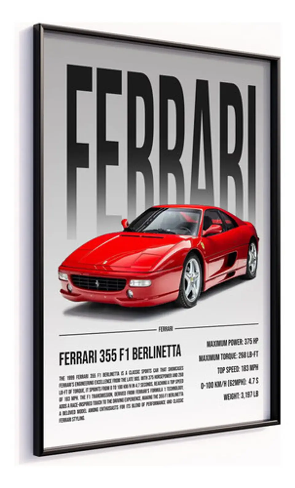 Cuadro Auto Ferrari 355 F1 Berlinetta Deportivo + Marco 3
