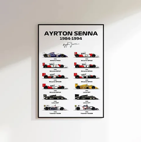 Cuadro Autos Ayrton Senna (coches De F1) + Marco