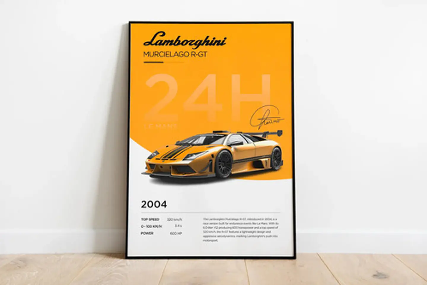 Cuadro Lamborghini Murcielago R-gt Le Mans Deportivo + Marco 1
