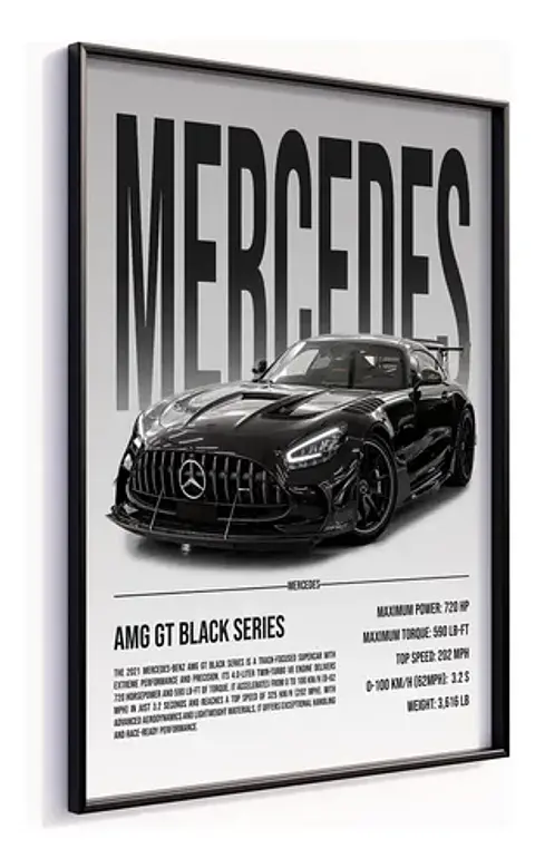 Cuadro Mercedes Amg Gt Black Series Deportivo + Marco