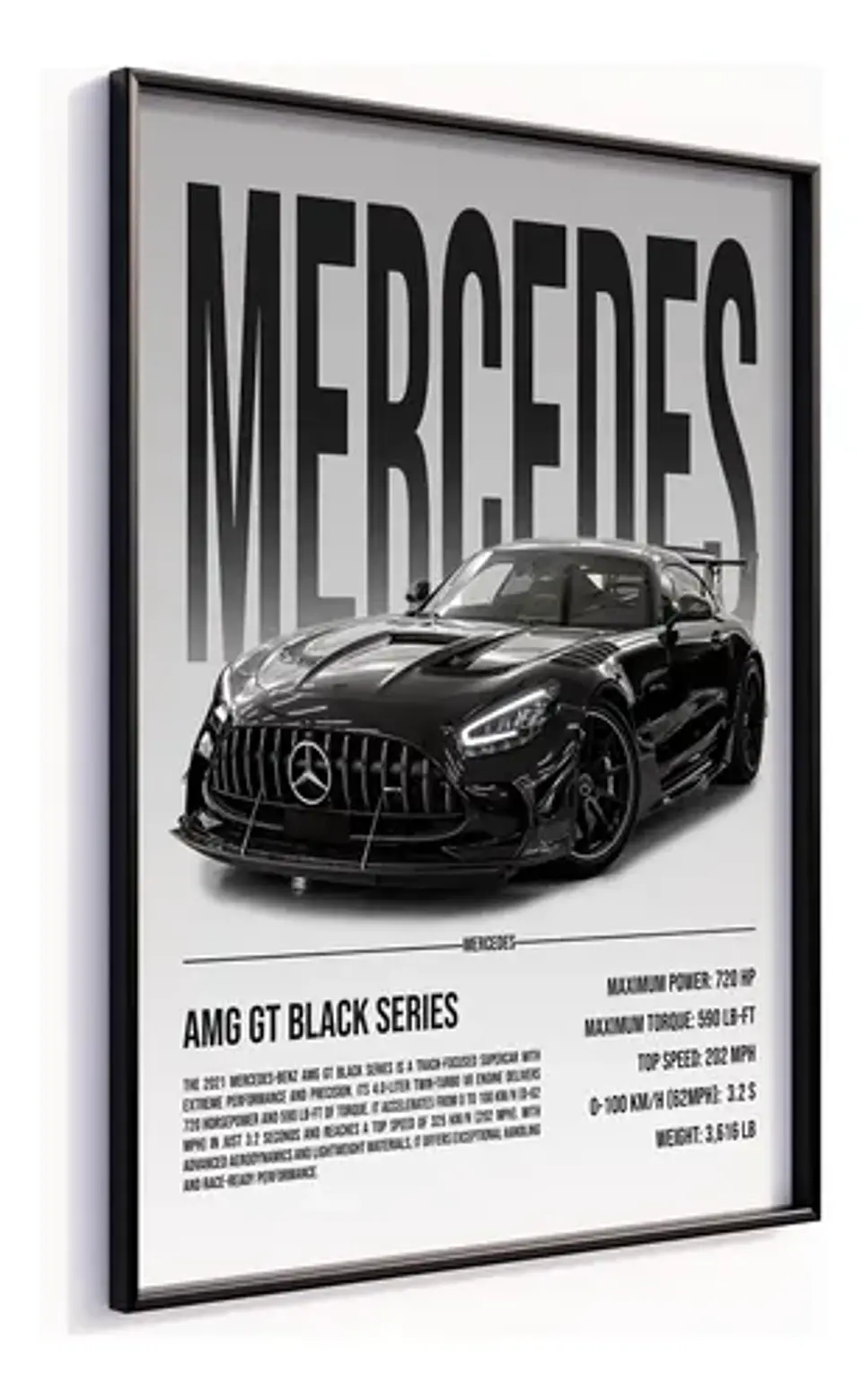 Cuadro Mercedes Amg Gt Black Series Deportivo + Marco 1