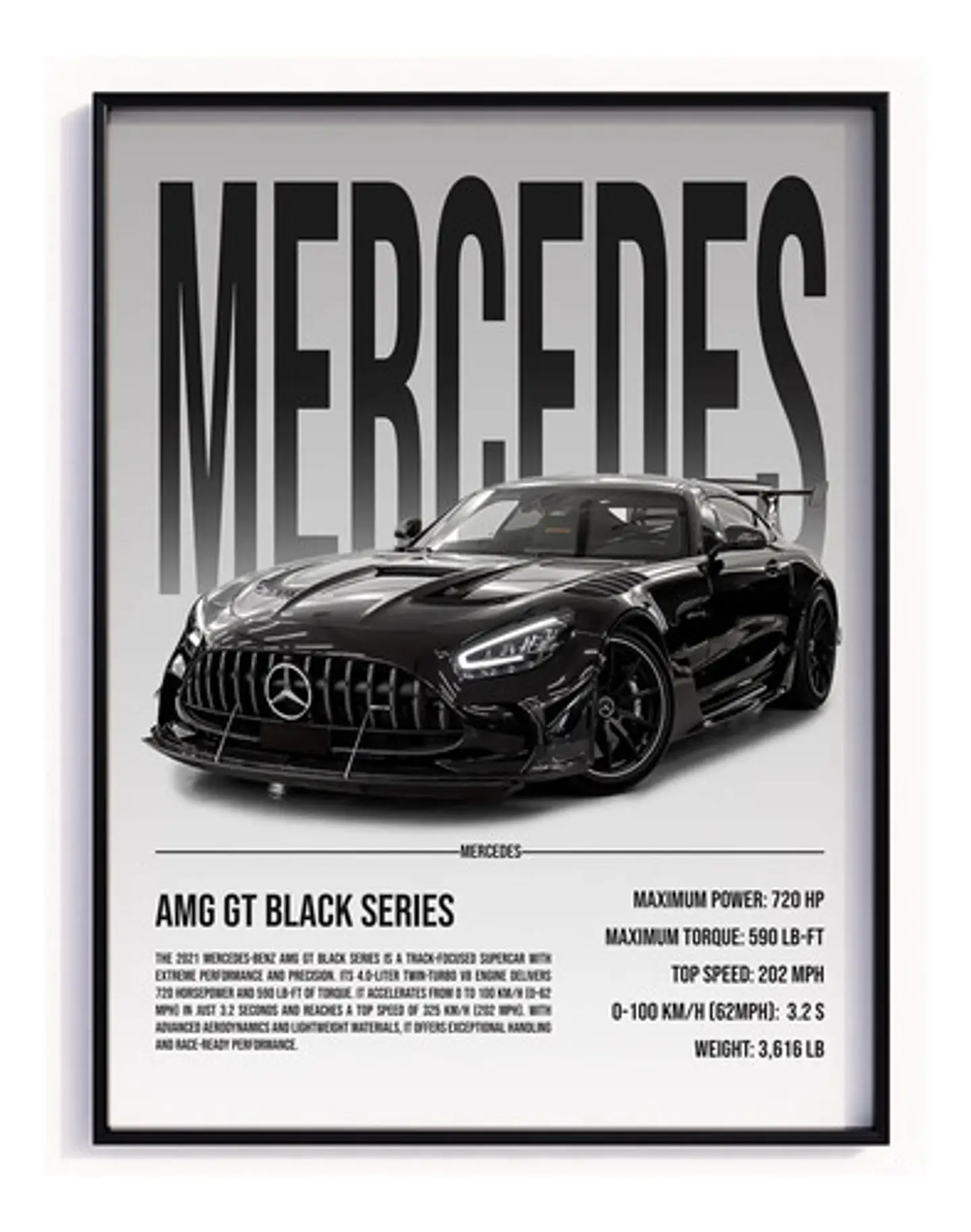Cuadro Mercedes Amg Gt Black Series Deportivo + Marco 2