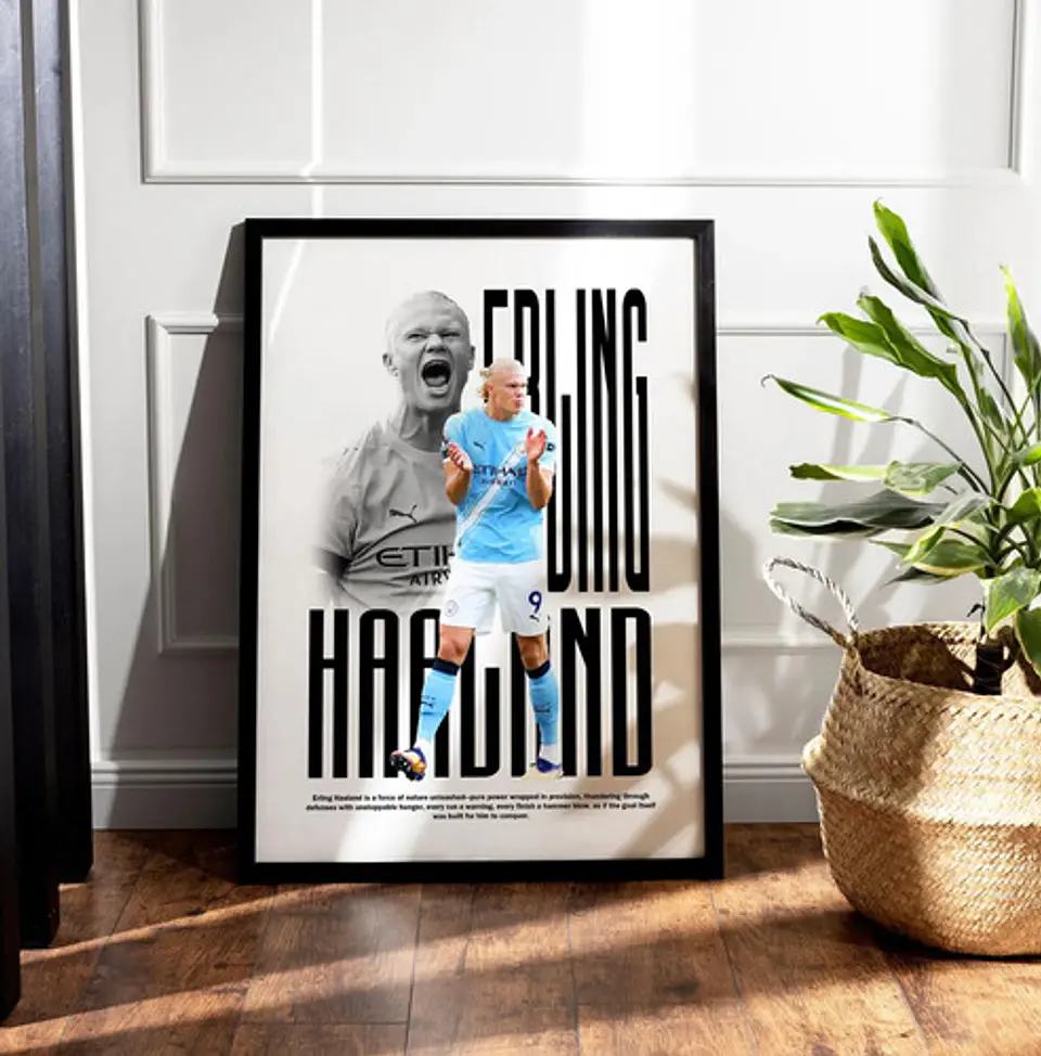 Cuadro De Erling Haaland Manchester City I Futbol + Marco 2