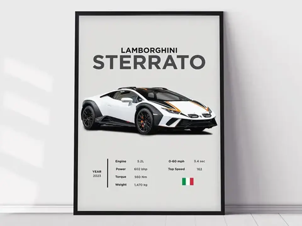 Cuadro Auto Lamborghini Sterrato Deportivo + Marco 3