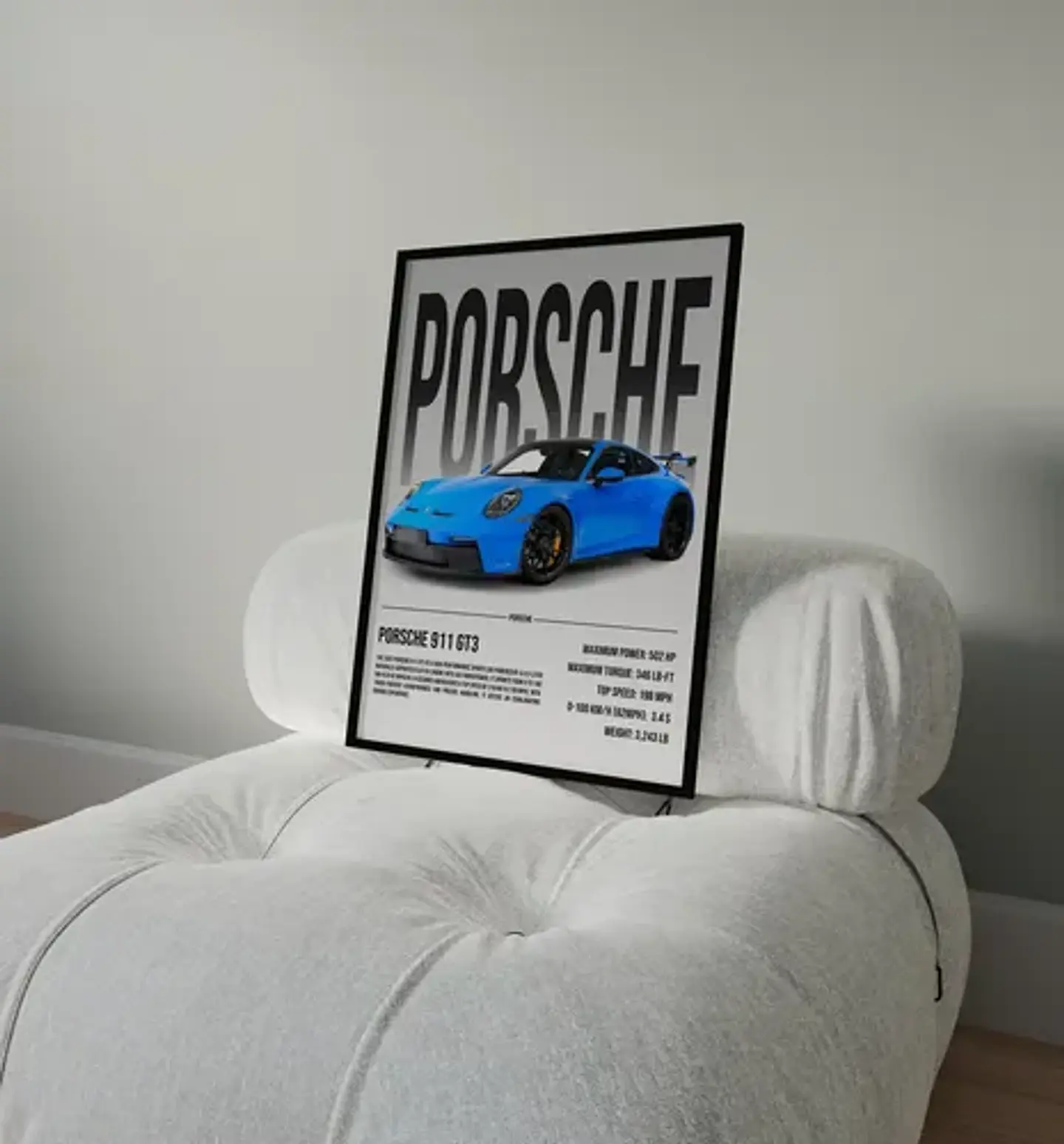 Cuadro Auto Porsche 911 Gt3 Azul Deportivo + Marco 1