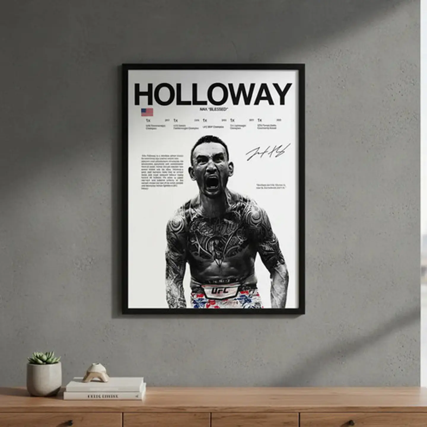 Cuadro  Max Holloway Profesional Ufc Mma + Marco 1