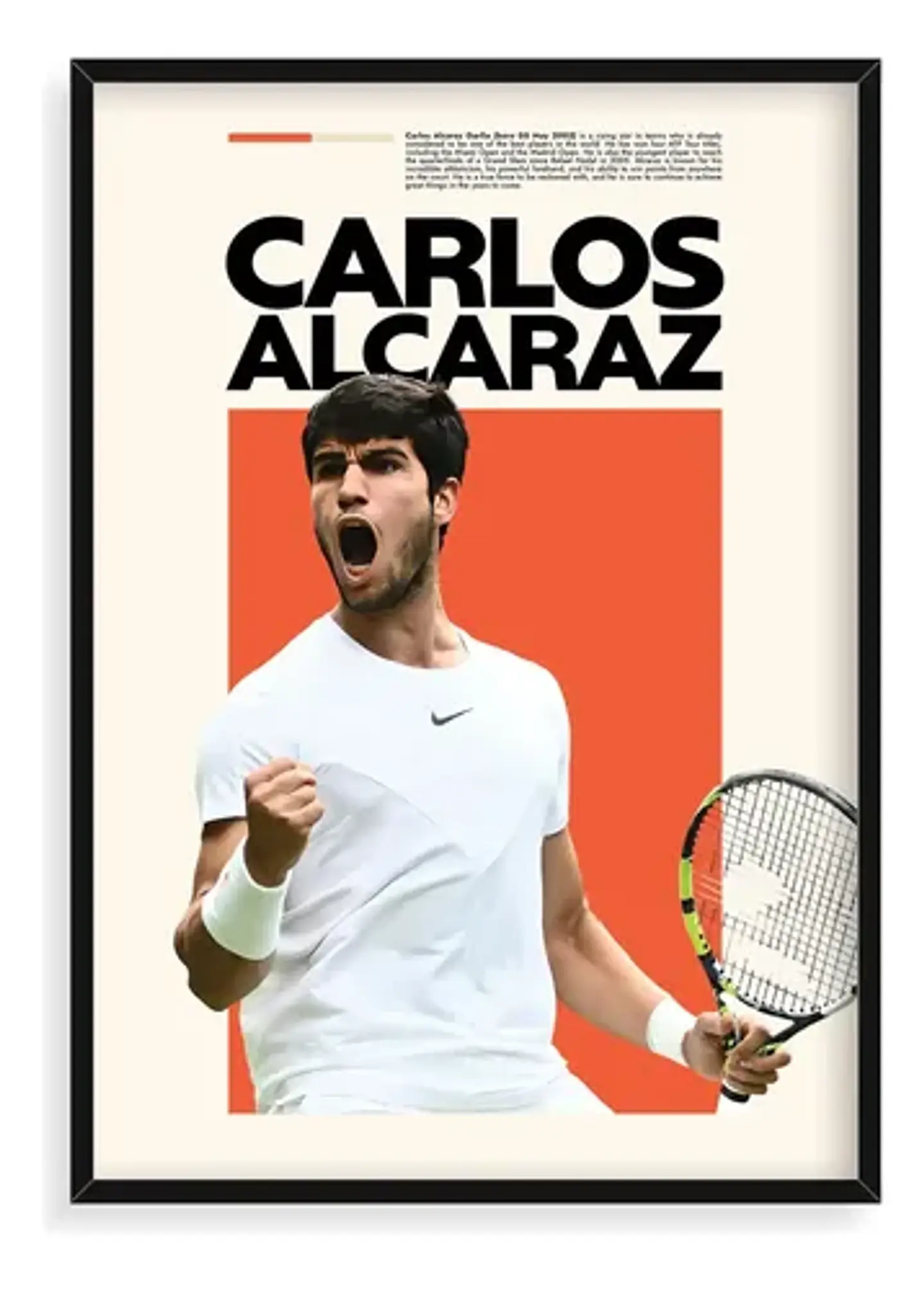 12 Cuadros De Tenista Carlos Alcaraz Tenis + Marco Negro 7