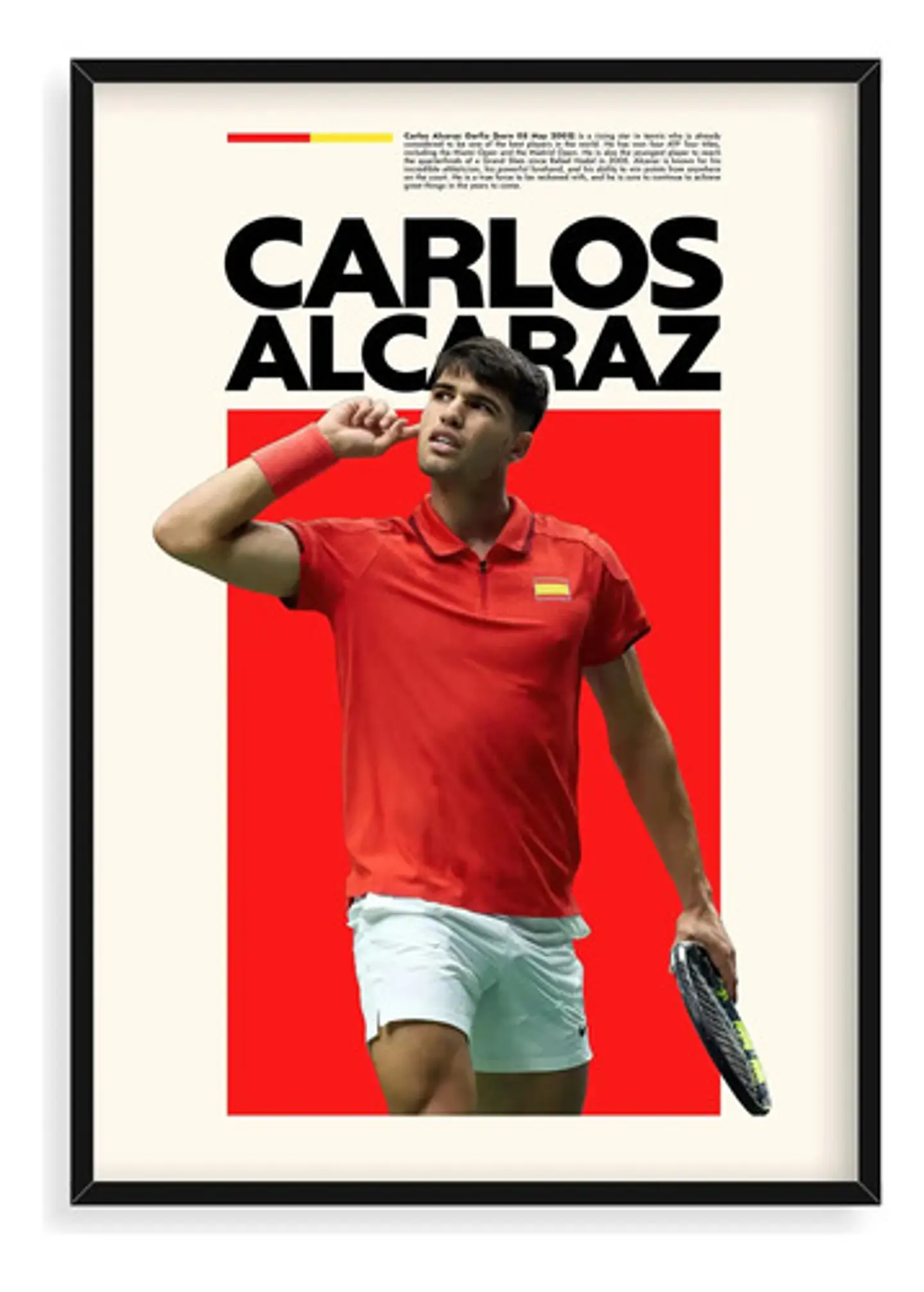 12 Cuadros De Tenista Carlos Alcaraz Tenis + Marco Negro 8