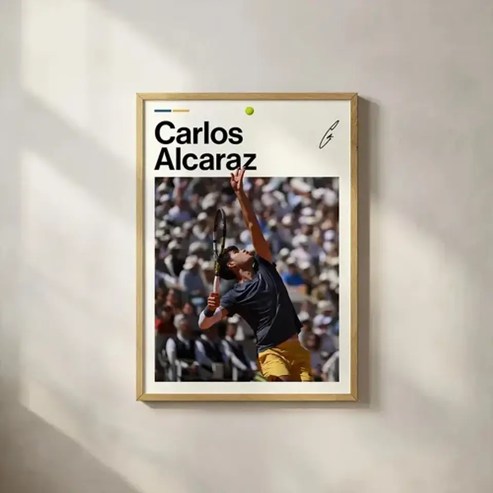 12 Cuadros De Tenista Carlos Alcaraz Tenis + Marco Negro 10