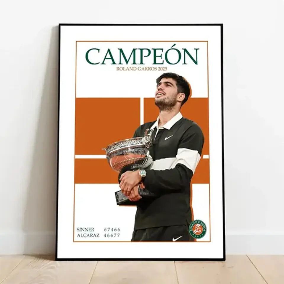 12 Cuadros De Tenista Carlos Alcaraz Tenis + Marco Negro 11