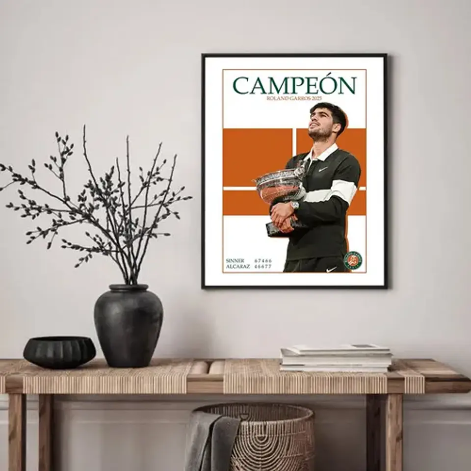 12 Cuadros De Tenista Carlos Alcaraz Tenis + Marco Negro 12