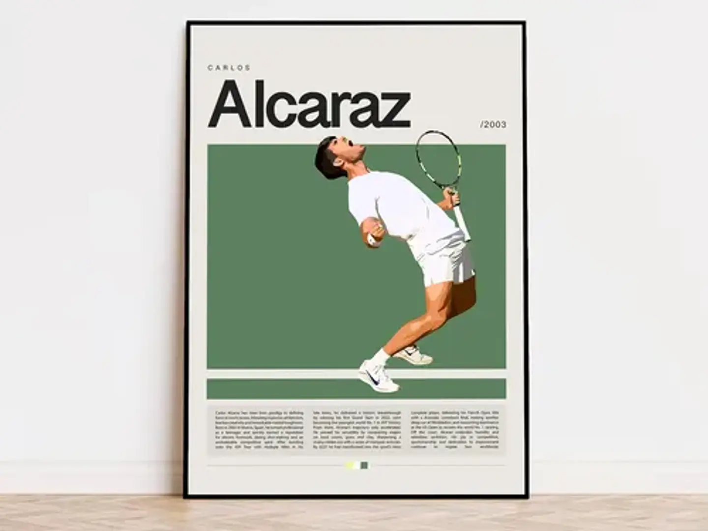 12 Cuadros De Tenista Carlos Alcaraz Tenis + Marco Negro 13
