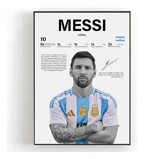 Cuadro Lionel Messi Argentina Futbol + Marco