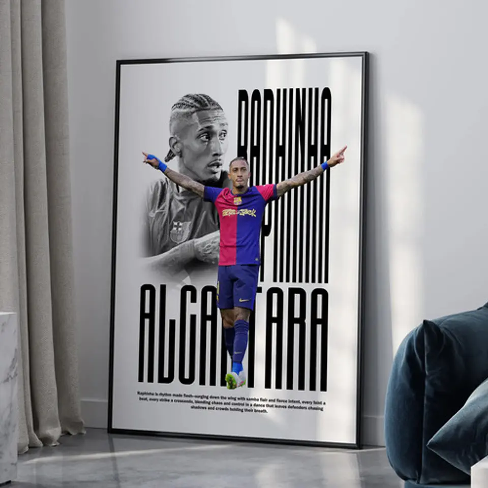 Cuadro De Raphinha Del Fc Barcelona Futbol + Marco 3