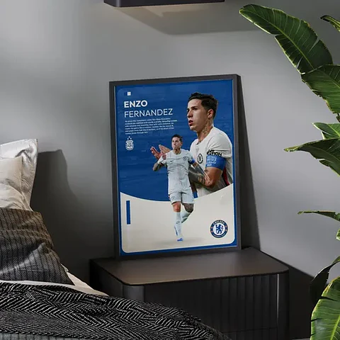 Cuadro De Enzo Fernández Futbol + Marco