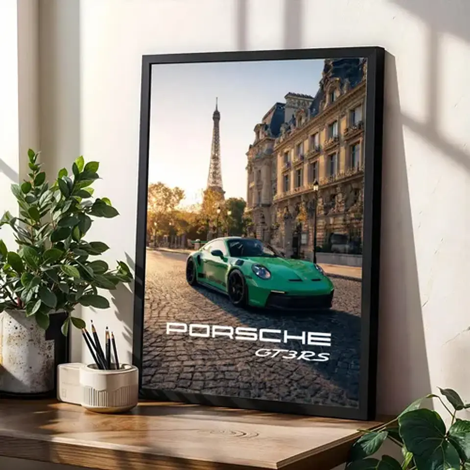Cuadro Auto Porsche 911 Gt3 Rs París Deportivo + Marco 1