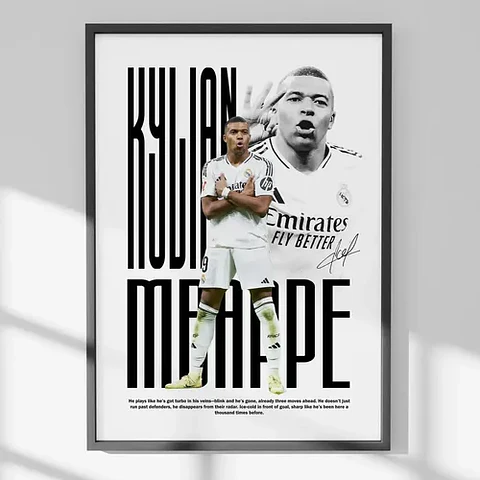 Cuadro De Kylian Mbappé Futbol + Marco