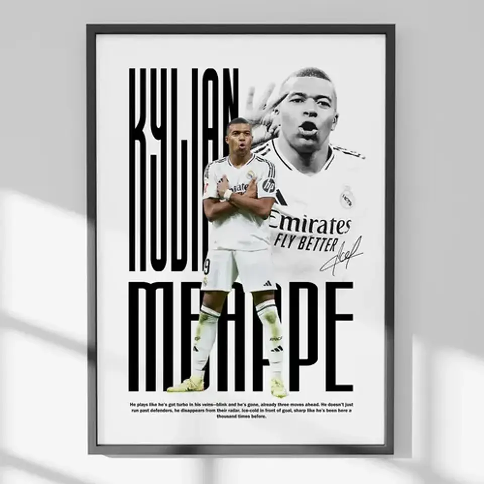 Cuadro De Kylian Mbappé Futbol + Marco 1