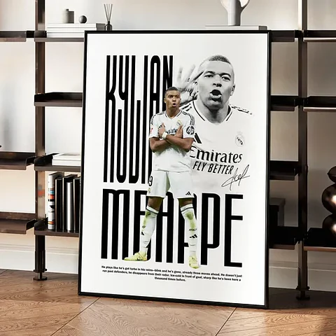 Cuadro De Kylian Mbappé Futbol + Marco