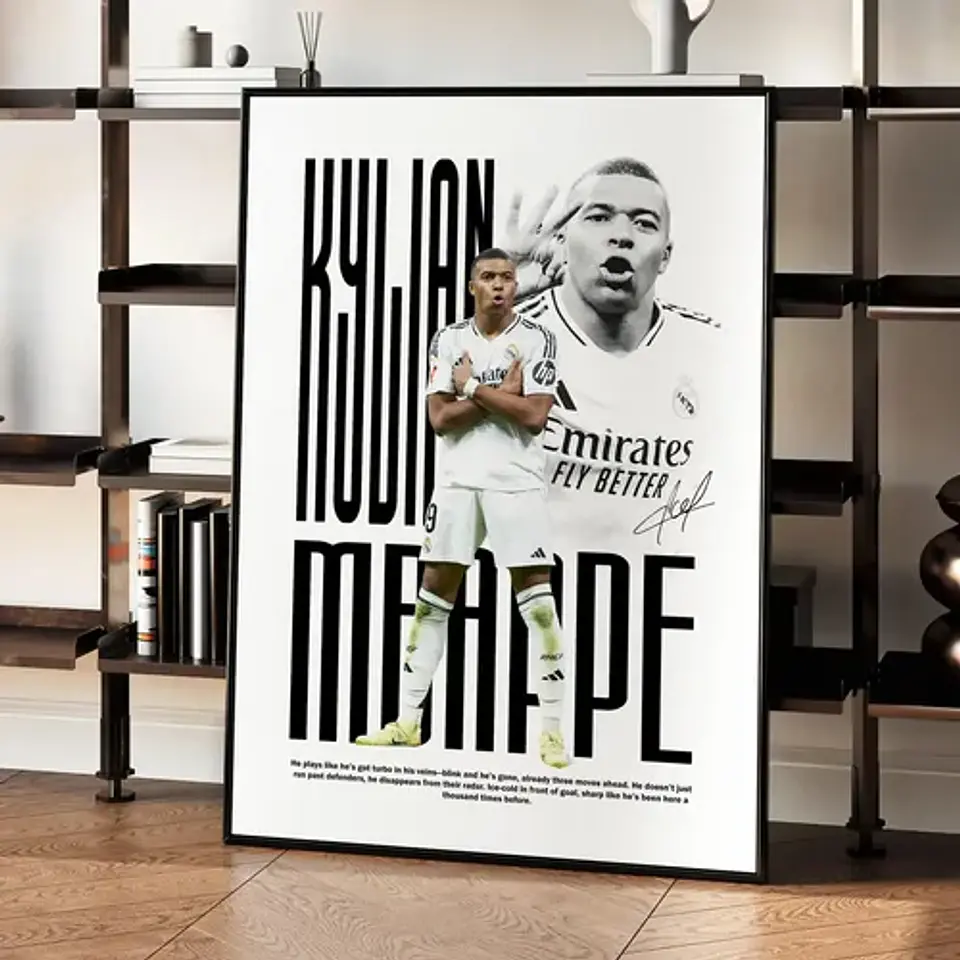 Cuadro De Kylian Mbappé Futbol + Marco 2