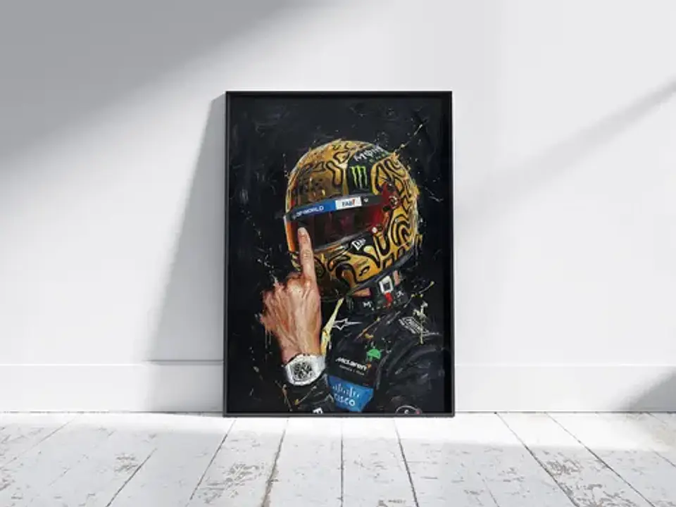 10 Cuadros De Lando Norris Estilo Oleo 4 Mclaren + Marco 1