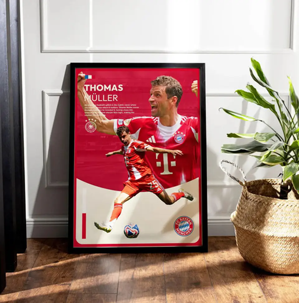 Cuadro De Futbolista Thomas Müller Futbol + Marco Negro 2