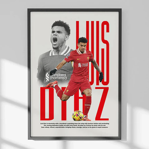 Cuadro De Luis Díaz Del Liverpool Fc Futbol + Marco