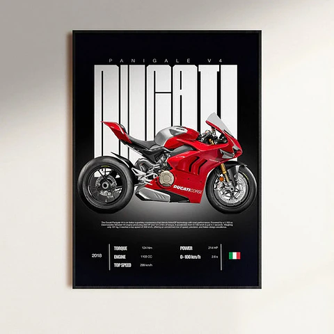 Cuadro Moto Ducati Panigale V4 + Marco Negro