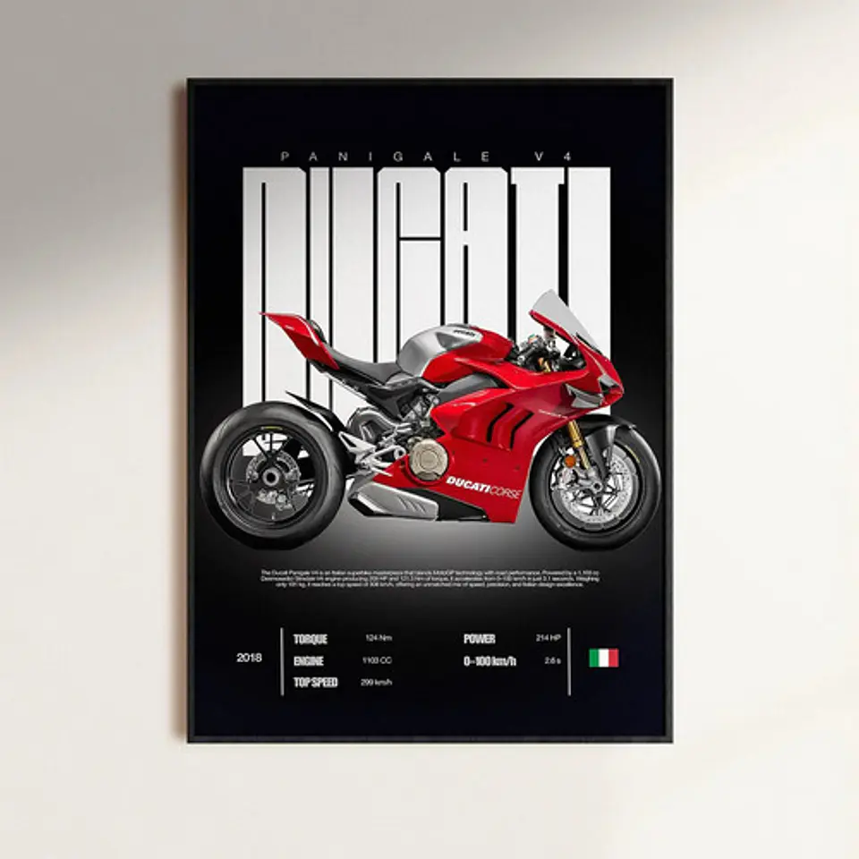 Cuadro Moto Ducati Panigale V4 + Marco Negro 1