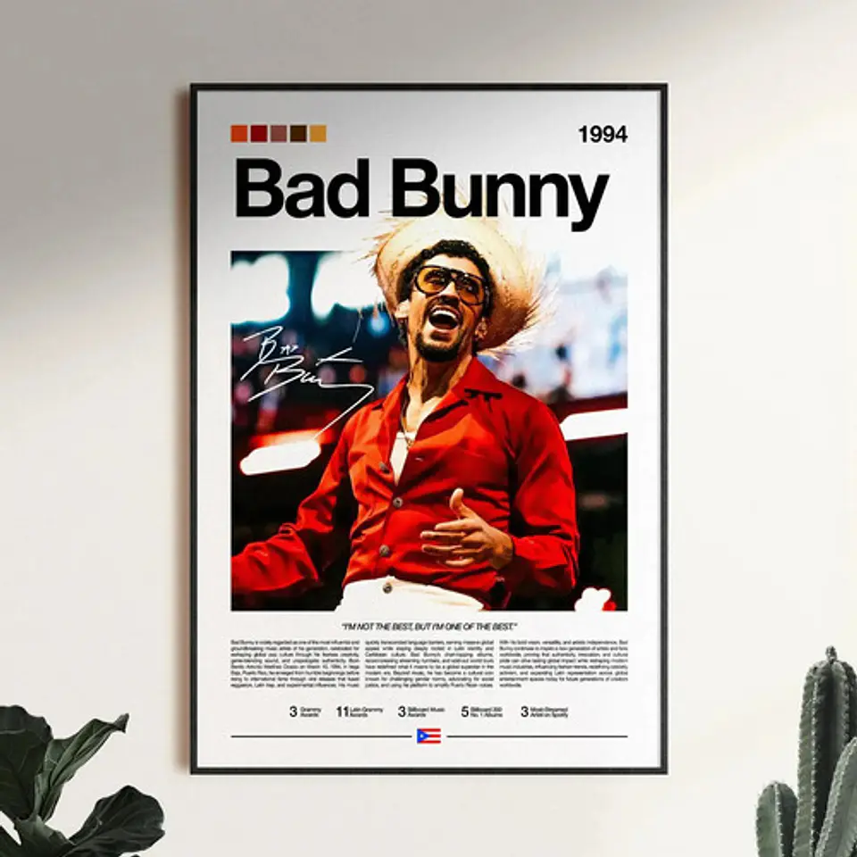 Cuadro Bad Bunny Reguetón + Marco 1