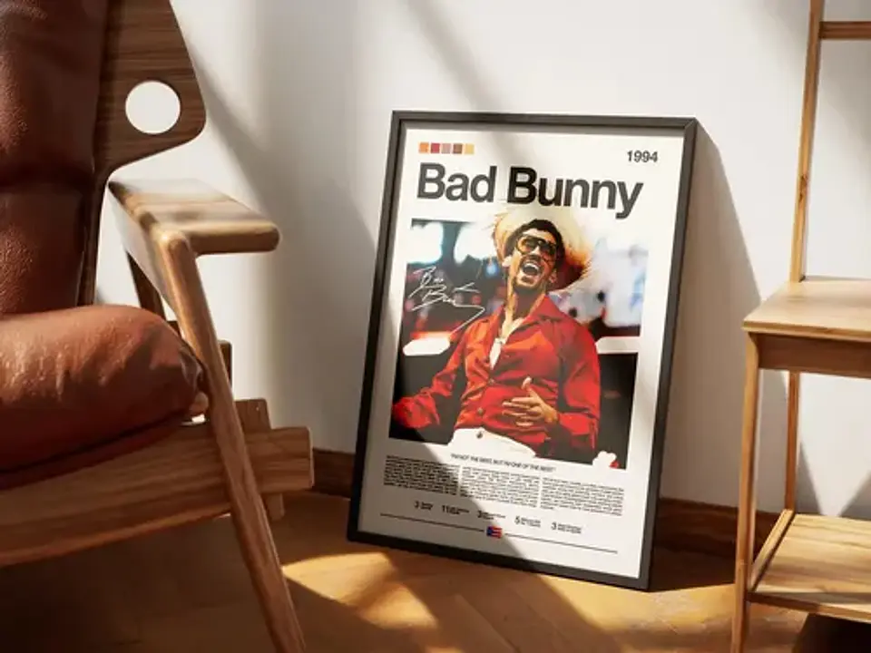 Cuadro Bad Bunny Reguetón + Marco 2