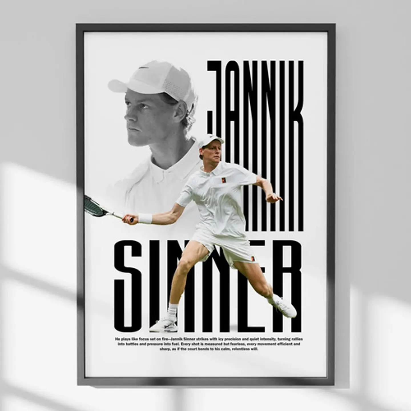7 Cuadros De Tenista Jannick Sinner Tenis + Marco Negro 7