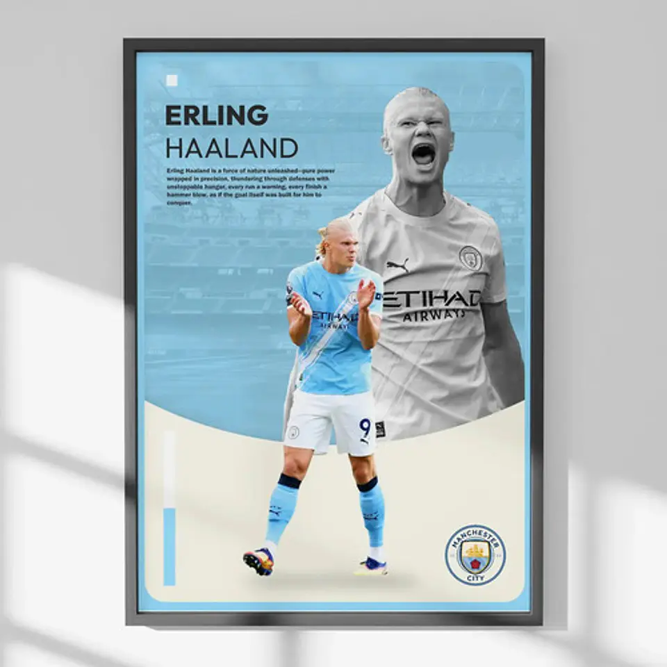 Cuadro De Erling Haaland Manchester City Ii Futbol + Marco 1