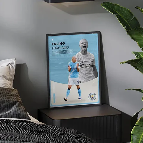 Cuadro De Erling Haaland Manchester City Ii Futbol + Marco