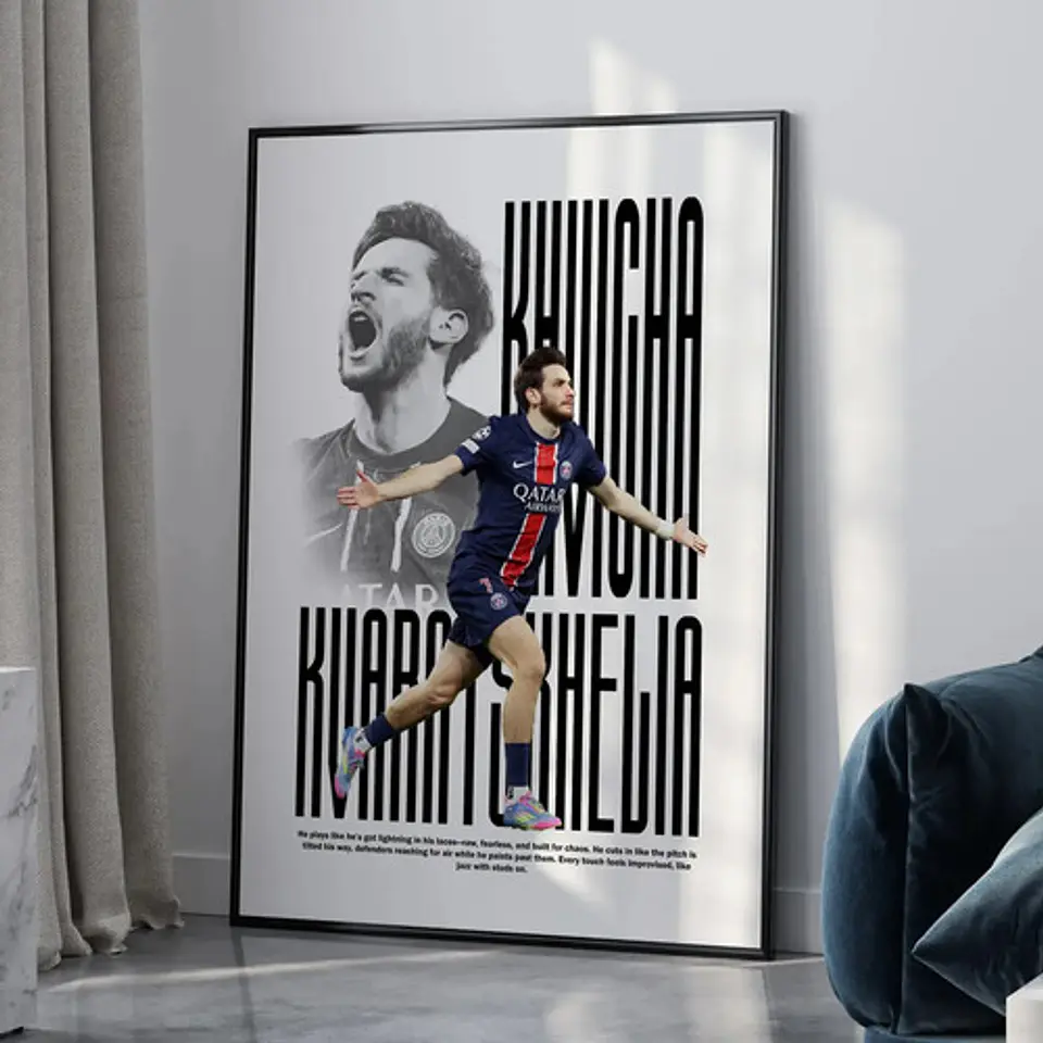 Cuadro De Kvicha Kvaratskhelia Del Psg Futbol + Marco 2