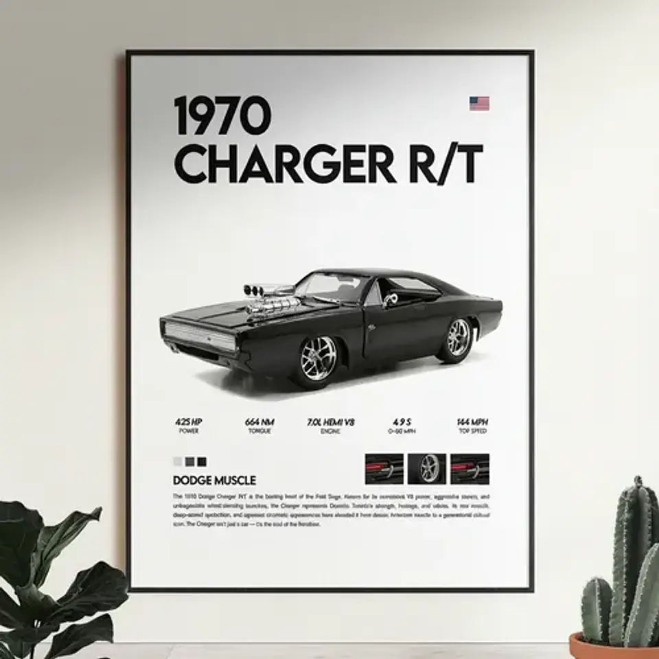 Cuadro Auto Dodge Charger R/t De 1970 + Marco 3