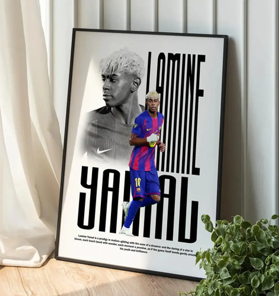 Cuadro De Lamine Yamal Futbol + Marco 2