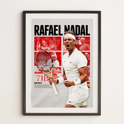 10 Cuadros De Tenista Rafael Nadal Tenis + Marco Negro